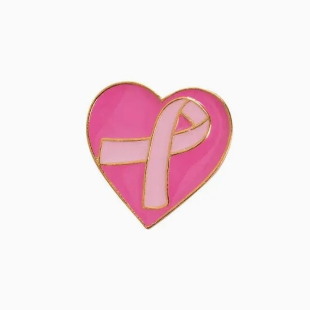 Breast Cancer Awareness - Pink Ribbon Heart Lapel Pin
